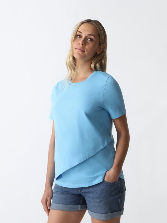 Camiseta de maternidade de manga curta - Turquesa