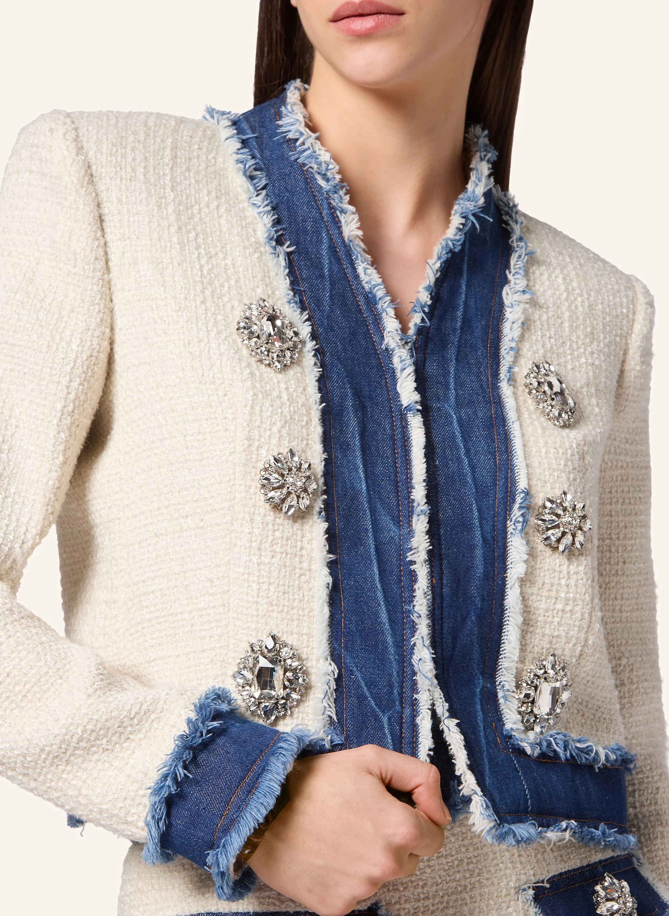 PHILIPP PLEIN Bolero-Jacke aus Tweed-Denim