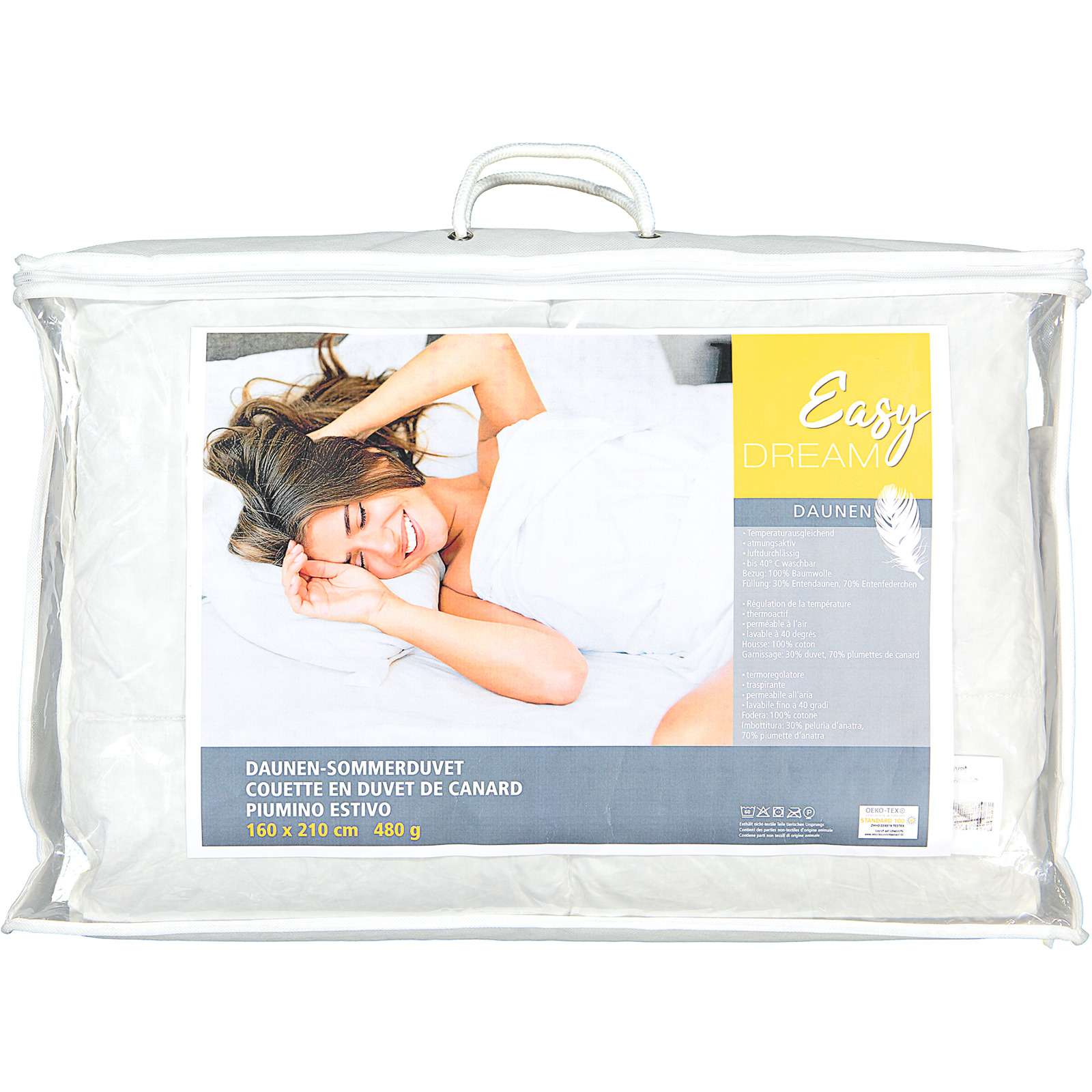 Daunen-Sommerduvet 160x210cm 480g