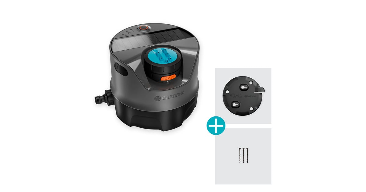 GARDENAIrrigatiesysteem AquaPrecise op zonne-energie voor gazon sprinklersysteem  (Grijs/turquoise, Sproeioppervlak 320 m²)