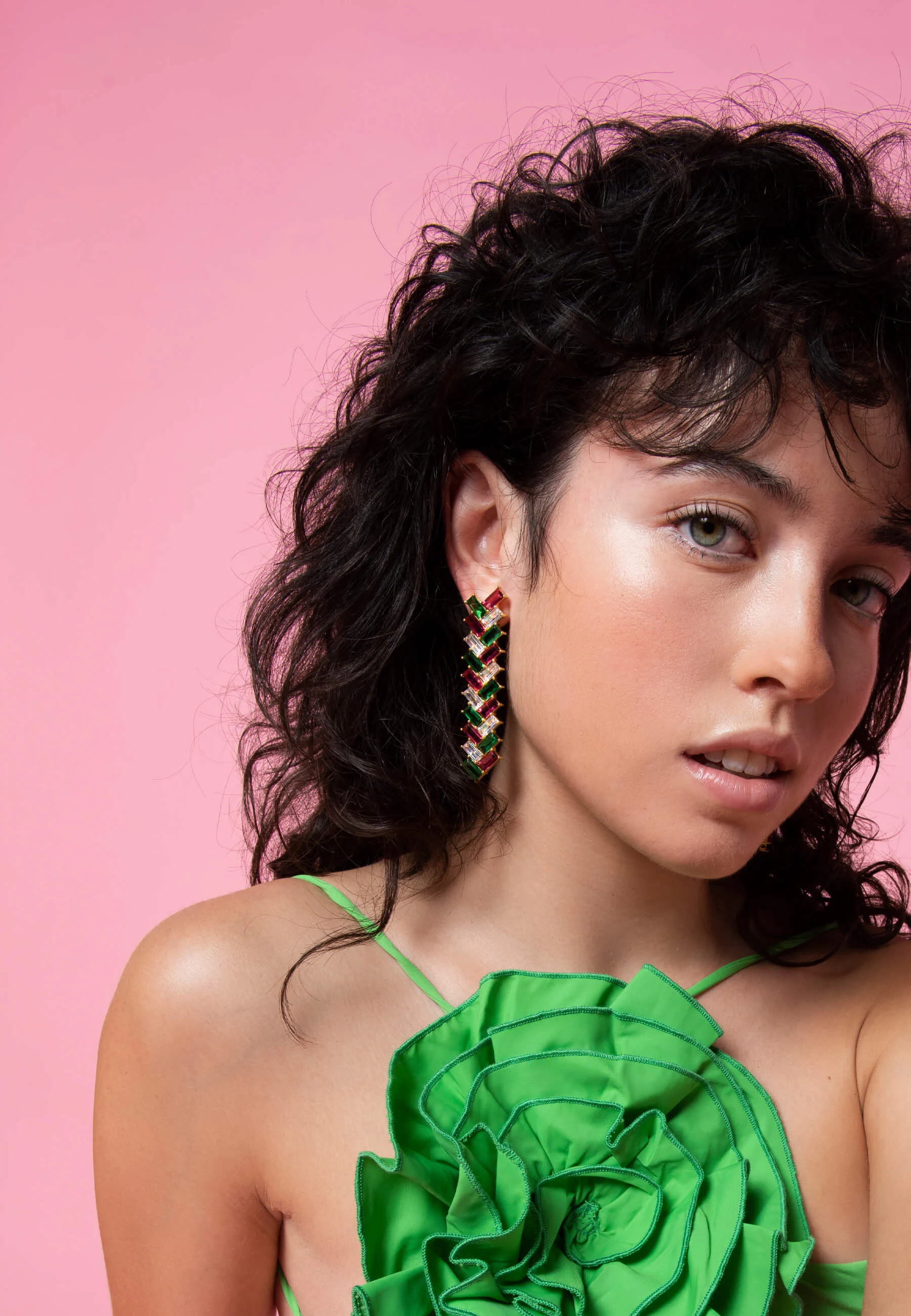 METRÓPOLIS - Boucles d'oreilles en forme d'épi | Vert