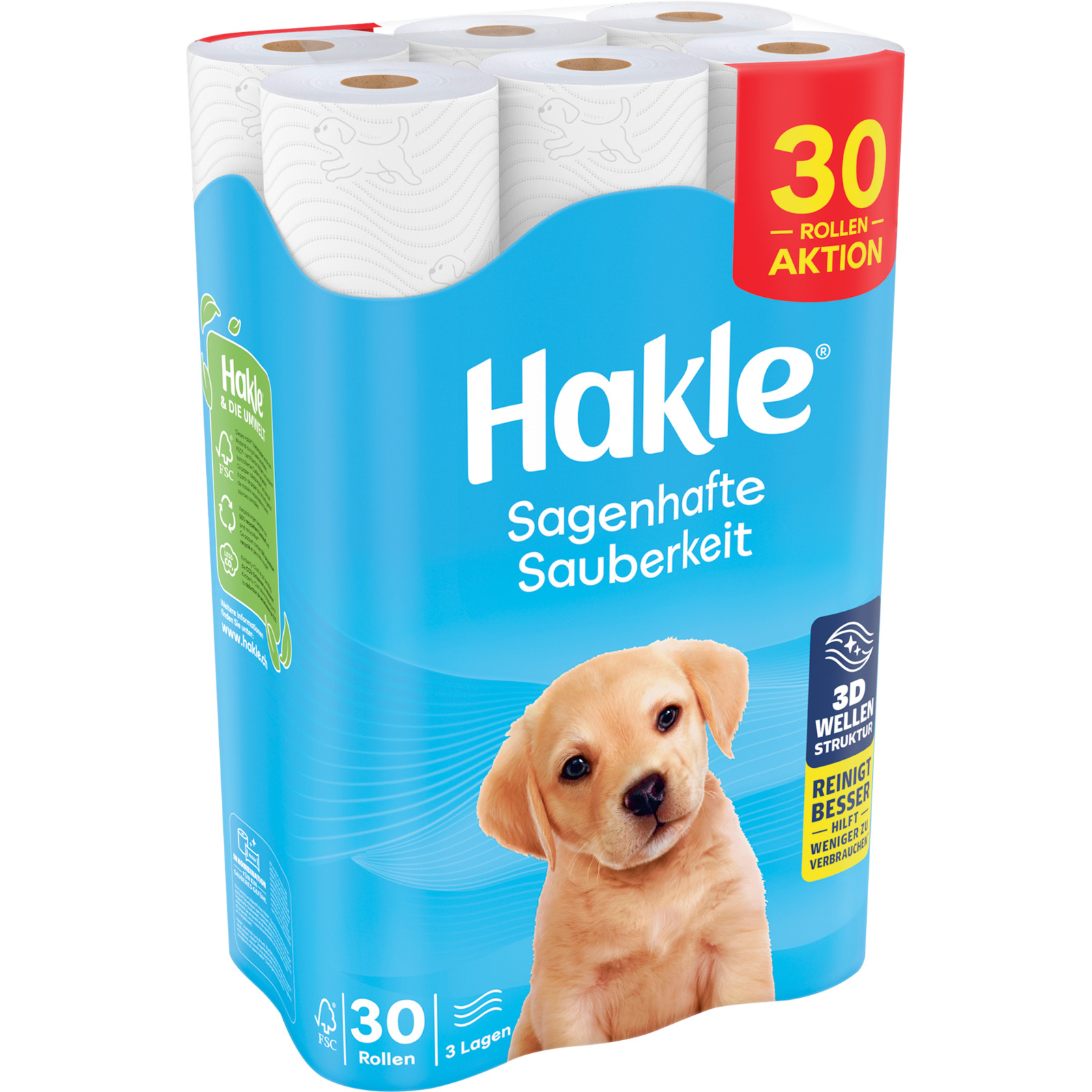 Hakle Toilettenpapier 3-lagig Sagenhafte Sauberkeit Weiss