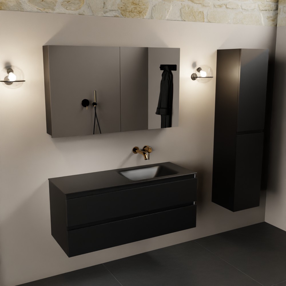 Mondiaz Aivy badmeubel 120cm urban met wastafel solid surface urban rechts zonder kraangat en spiegelkast