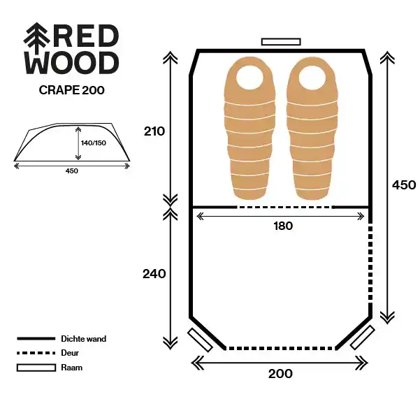 Crape 200 TC Tunneltent