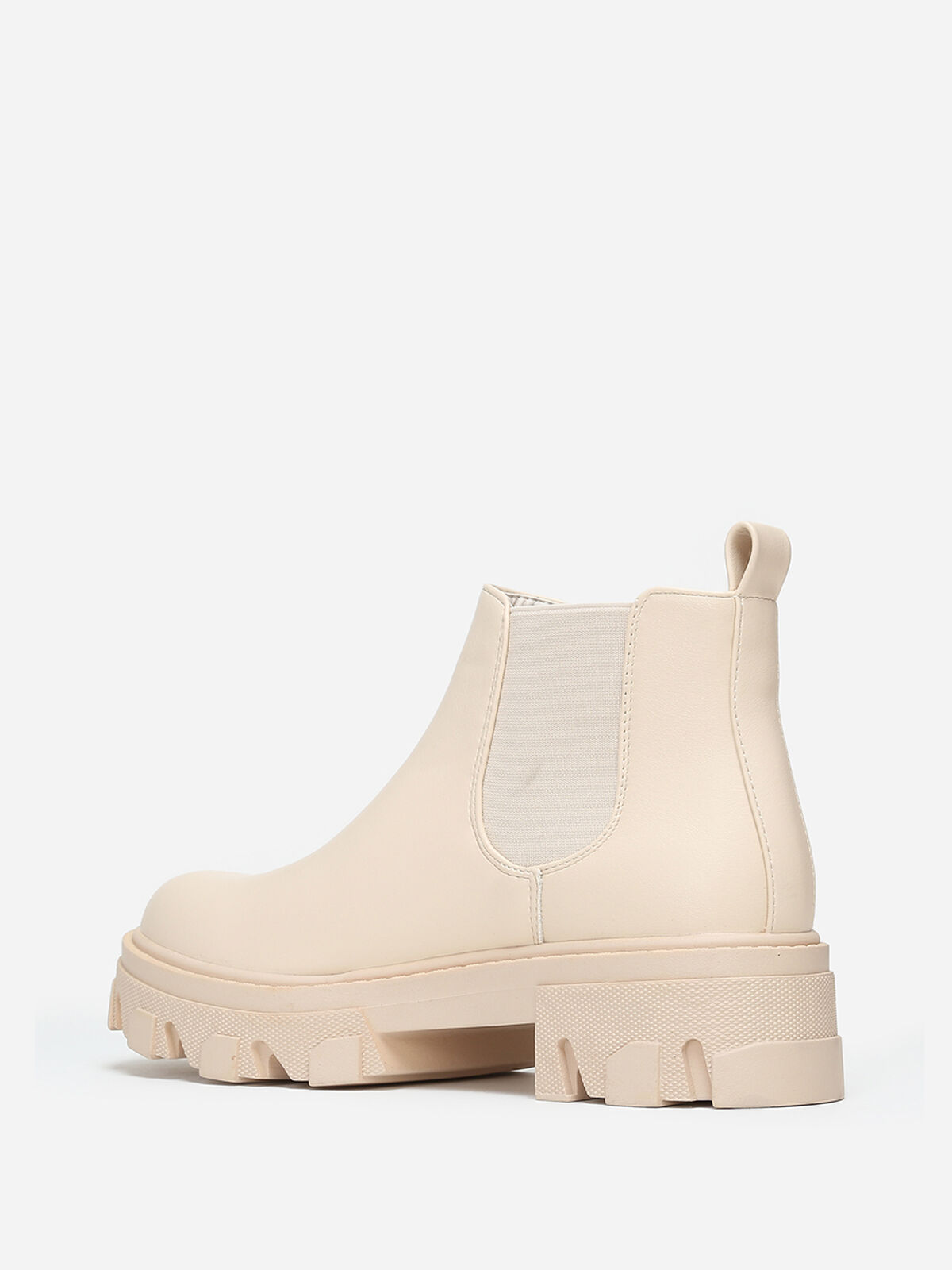 Bottines chelsea basses à semelle crantée- Beige