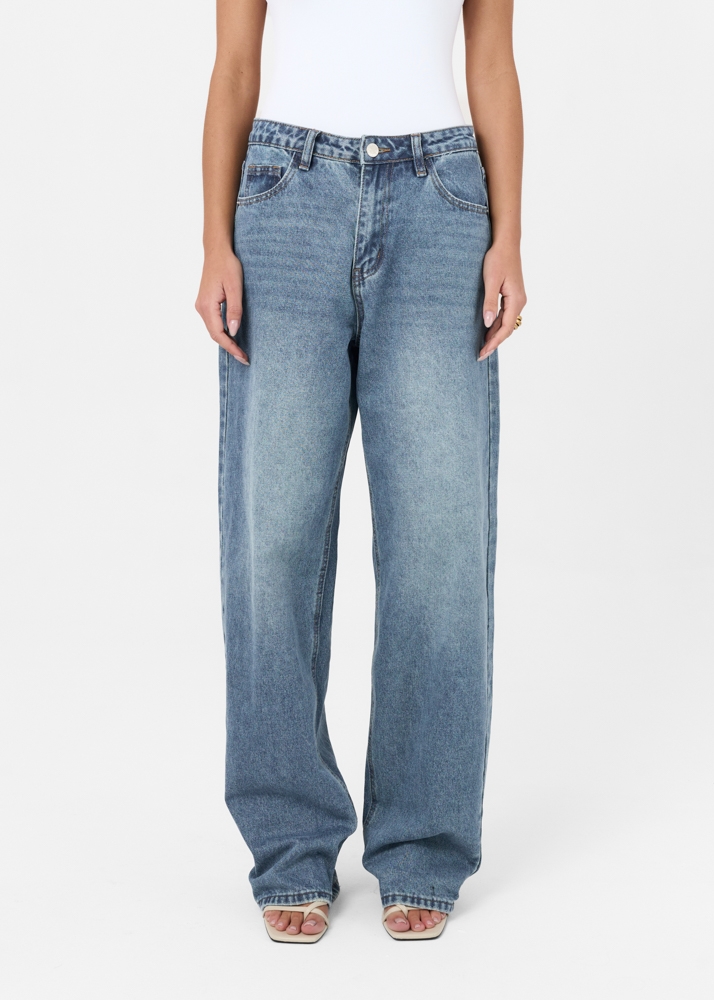Loose fit jeans navy blauw