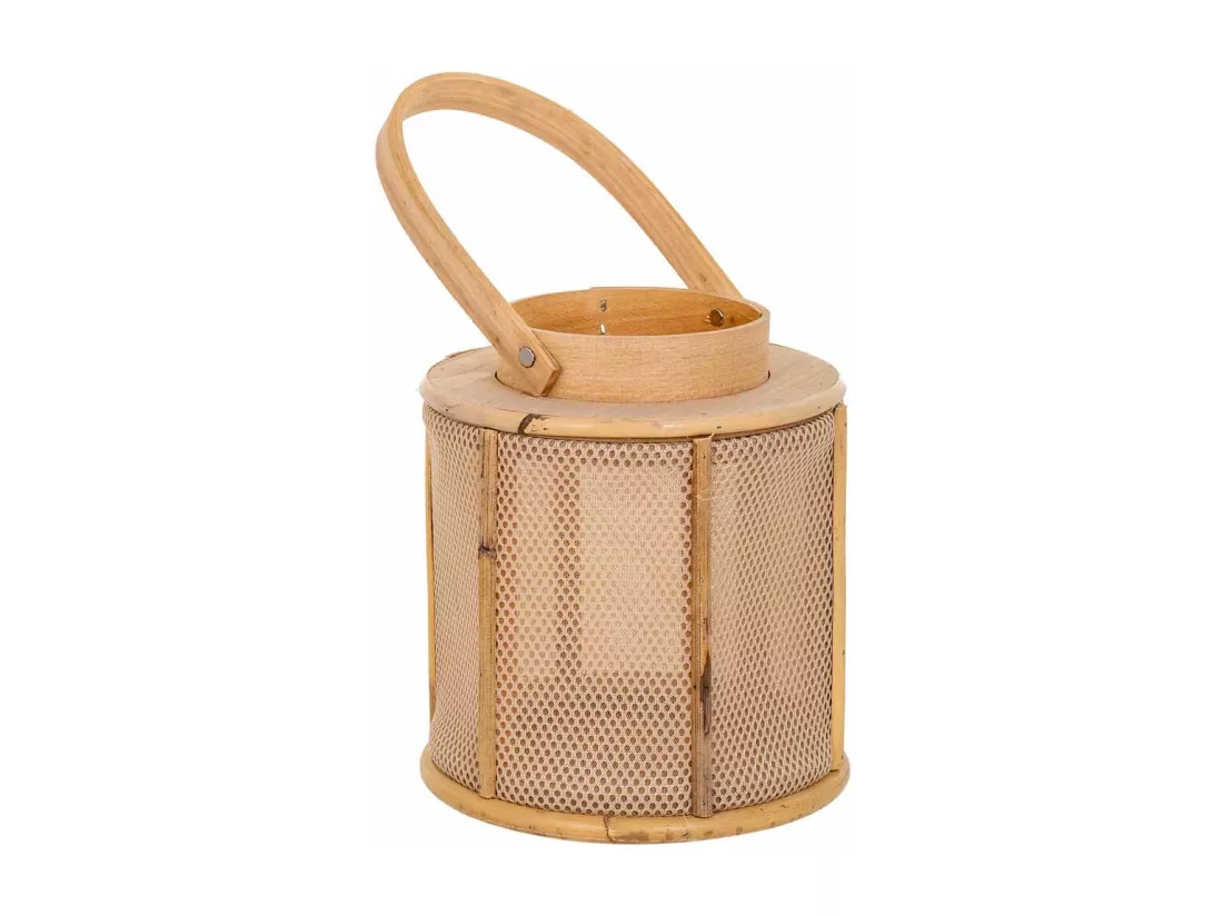 Lanterne en bois et bambou marron d11x17h