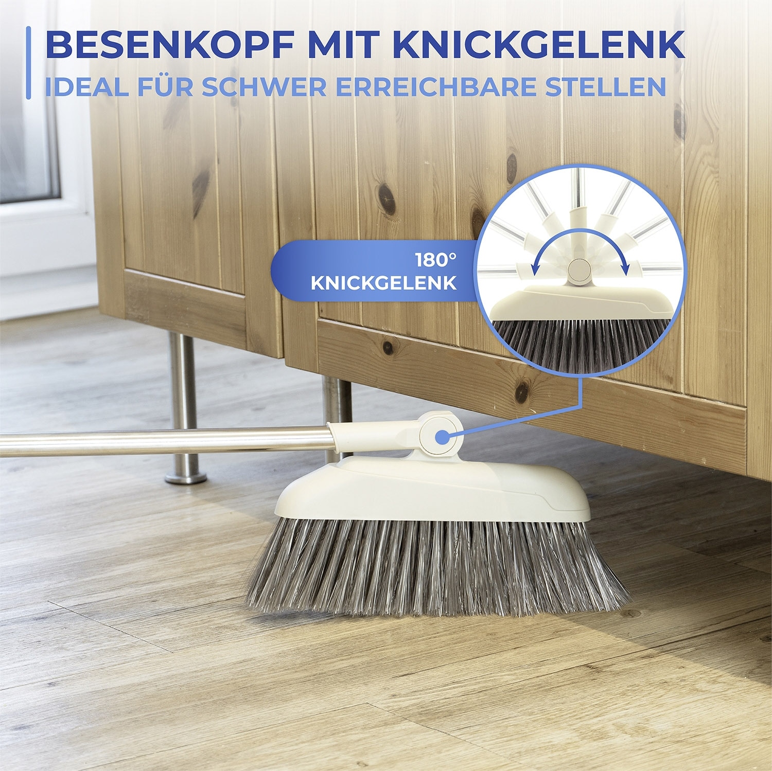 Maximex Kehrgarnitur »Modell Flexi« Komplett-Set 2 Stk. aus Edelstahl 180° drehbare Eck-Kehrgarnitur mit Teleskop-Stiel, rückenschonend