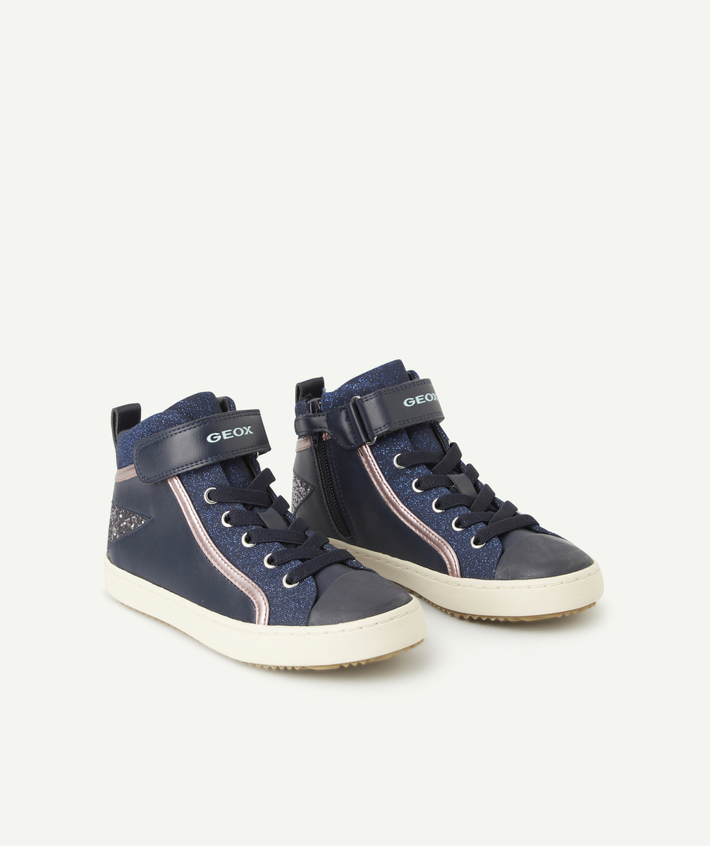 GEOXBASKETS MONTANTES KALISPERA FILLE BLEU MARINE ET COULEUR ARGENTÉE