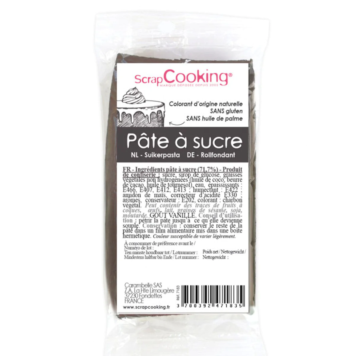 Pâte à sucre grise 200 g Scrapcooking