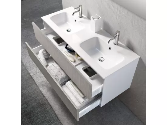 Ensemble de salle de bain double vasque 5 pièces IGEA chêne cendré