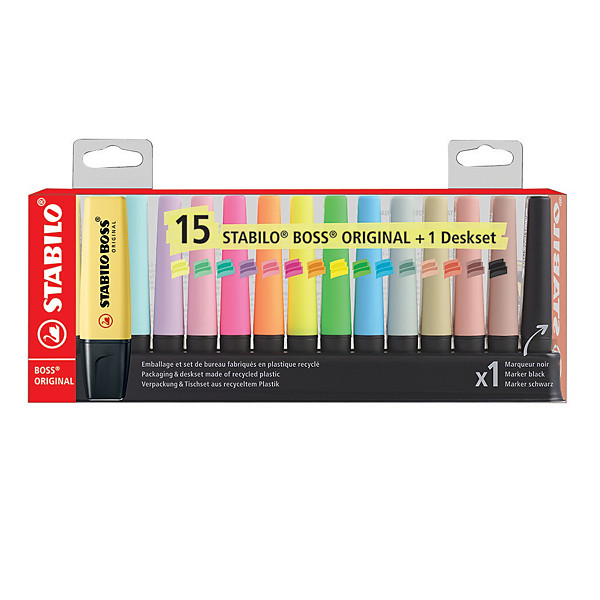 Surligneurs Stabilo Boss Original, set de 15 surligneurs