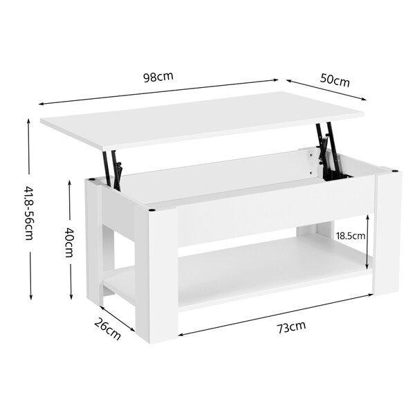 Yaheetech Couchtisch mit Höhenverstellbarer Platte Kaffeetisch ausziehbarer Wohnzimmertisch Sofatisch für Wohnzimmer, Büro, weiß