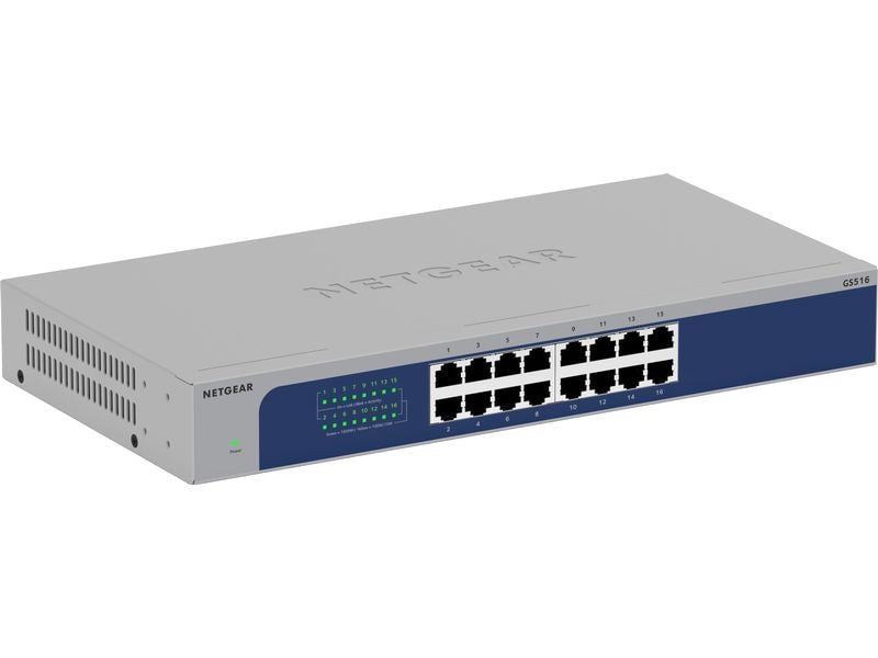 Netgear Switch GS516 16 Port Unmanaged Gigabit-Ethernet-Switch mit 16 Ports