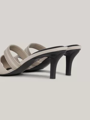 Mules de couro com salto bloco e monograma TH