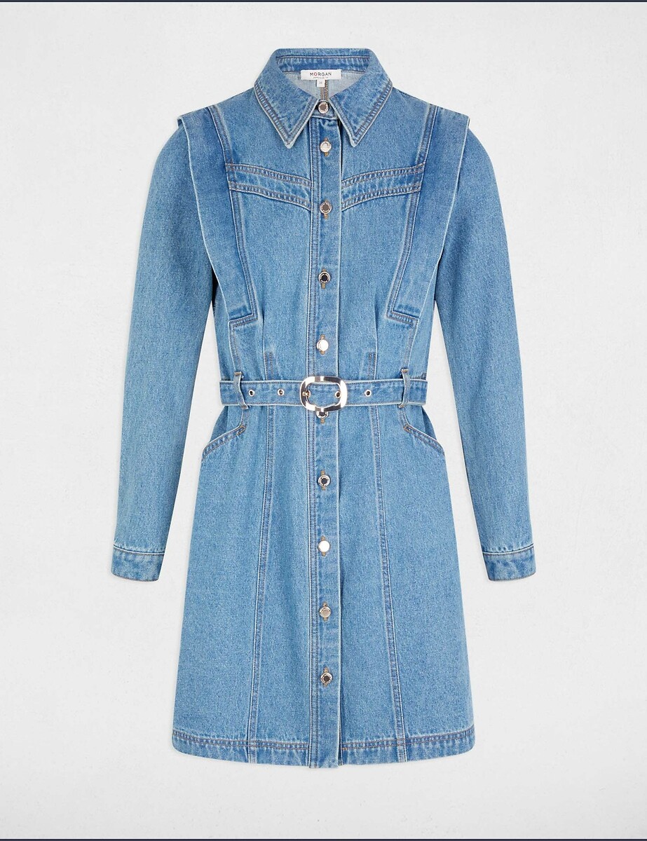 MORGAN<br>Vestido jeans com fechamento por botões