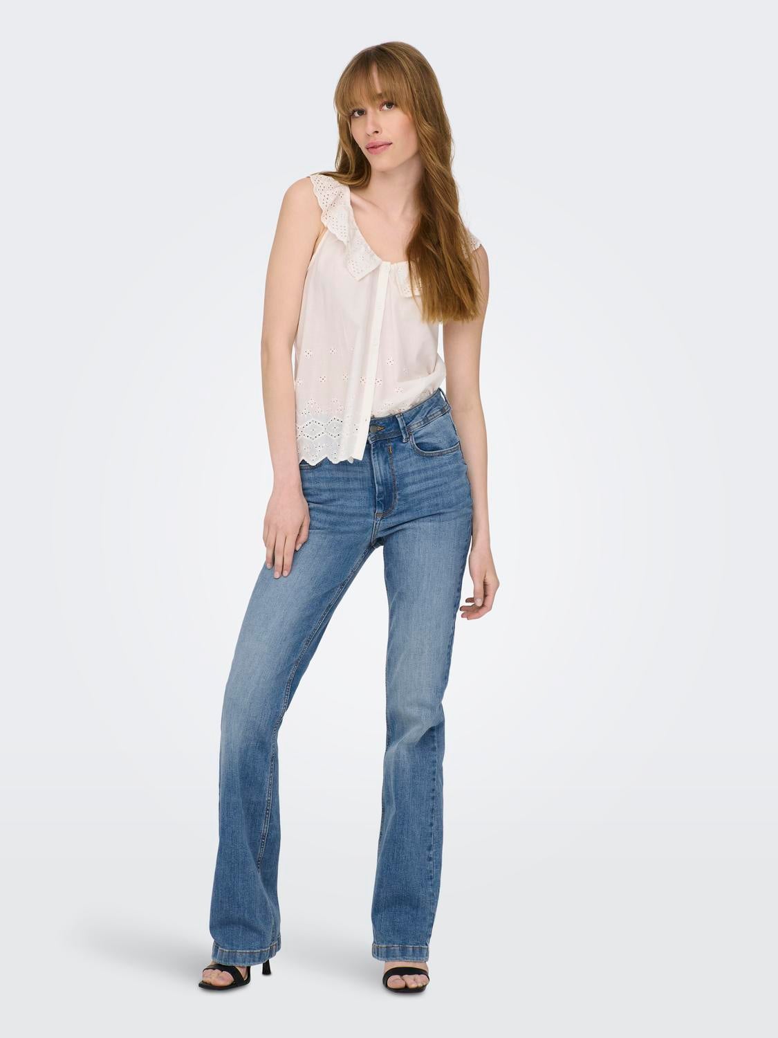 JDYFLORA Hohe Taille Ausgestellt Jeans Medium Blue Denim