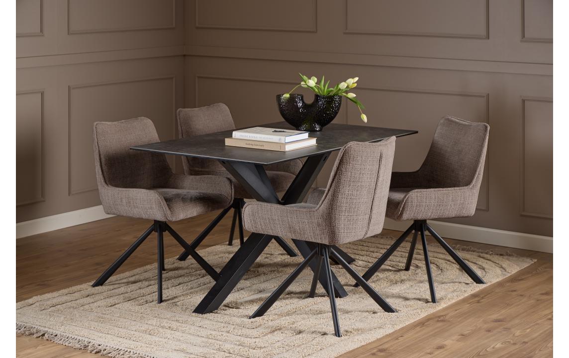 Stuhl Eddie 2 Stück, Braun<br>Esszimmerstuhl mit Chenille-Bezug