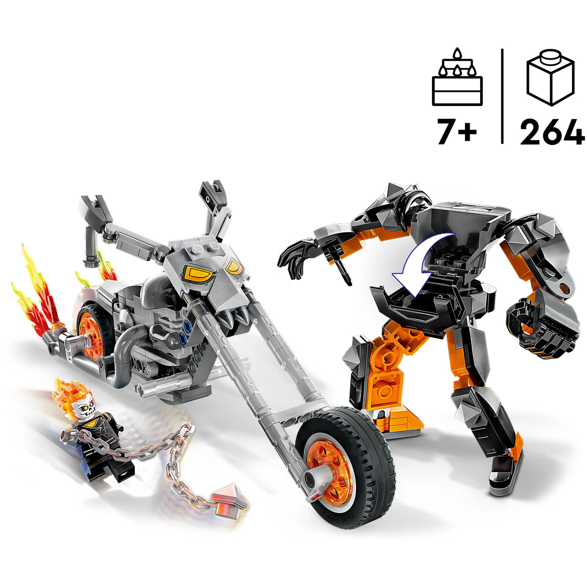 LEGO Konstruktionsspielzeug Marvel Ghost Rider mit Mech & Bike