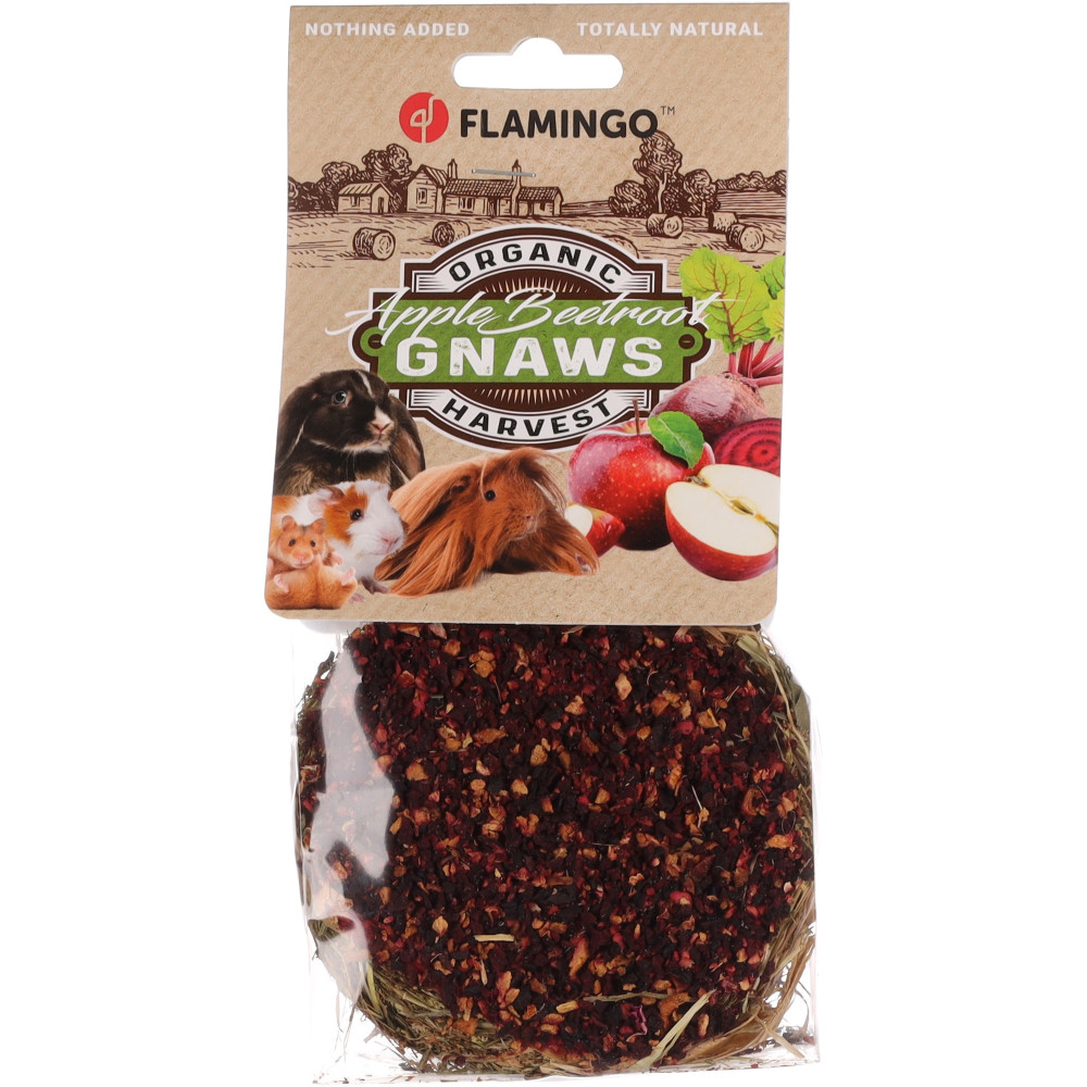 Friandise rouleau de foin avec pomme et betterave ø 9 cmx 6 cm pour rongeur