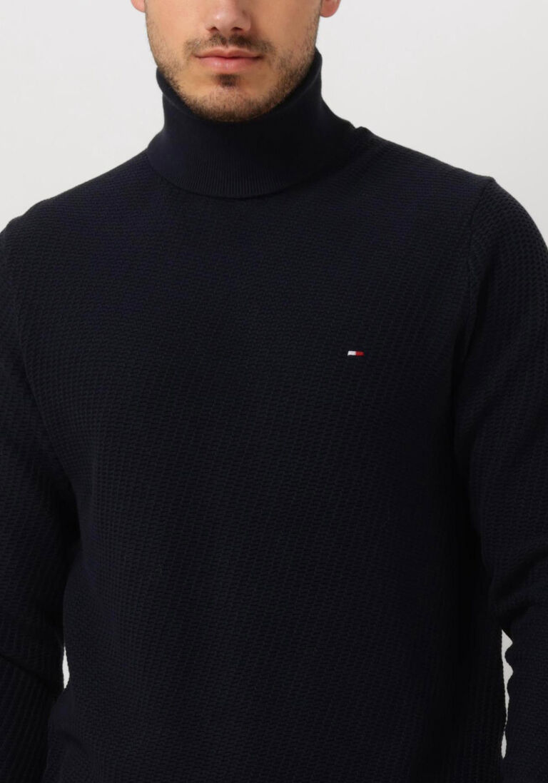 TOMMY HILFIGER donkerblauwe tommy hilfiger coltrui rectangular structure roll nk