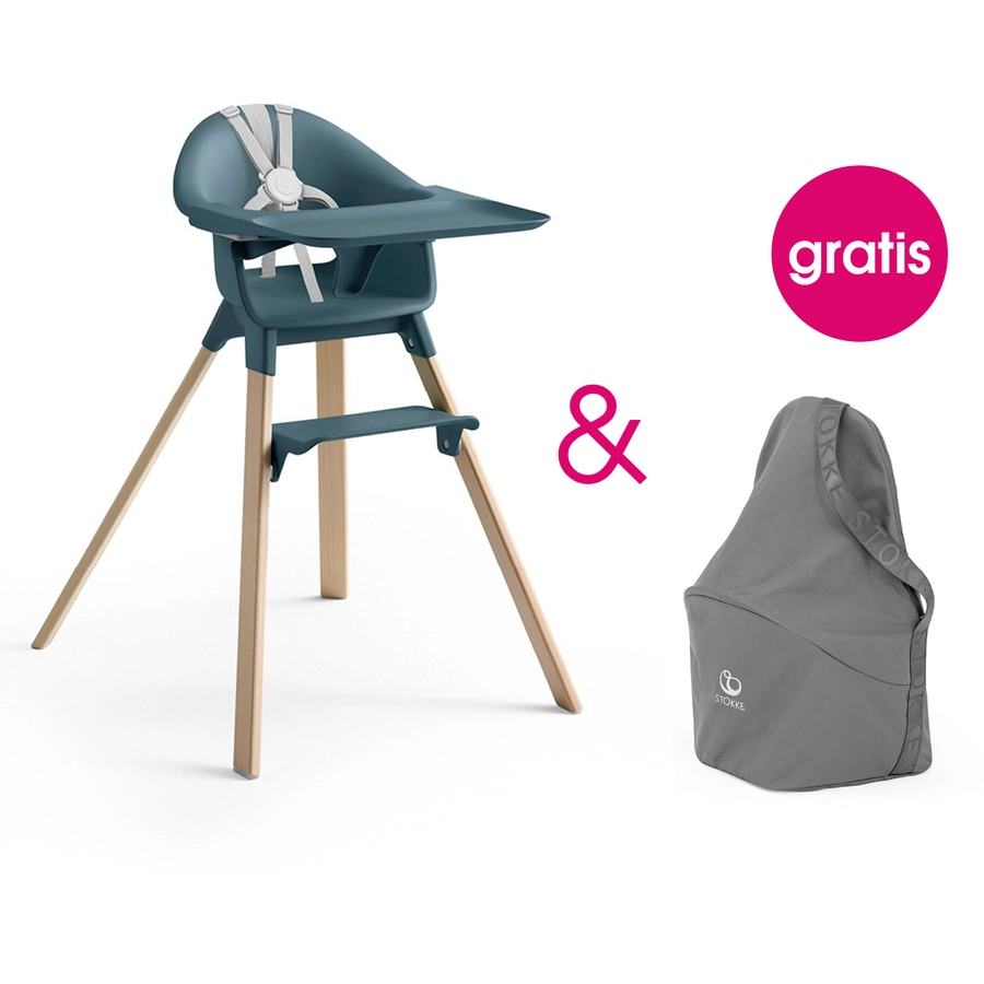 STOKKE® CLIKK™ Hochstuhl Fjord Blue + gratis Chair Travel Bag