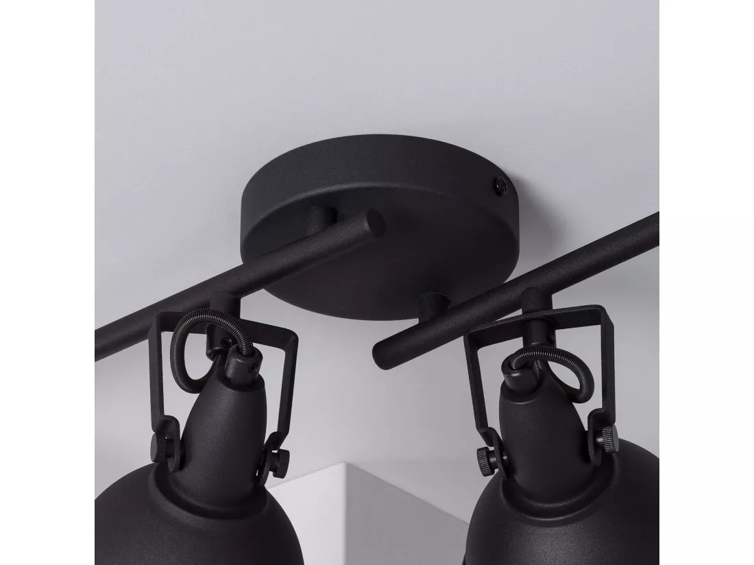 Plafonnier Orientable Aluminium Emer 4 Spots Noir Noir