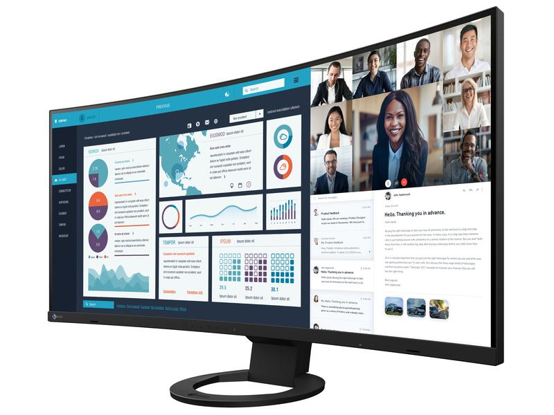 EIZO Monitor EV3895 Swiss Edition Schwarz 37.5-Zoll Curved-Monitor mit IPS-Panel und vielen Anschlussmöglichkeiten
