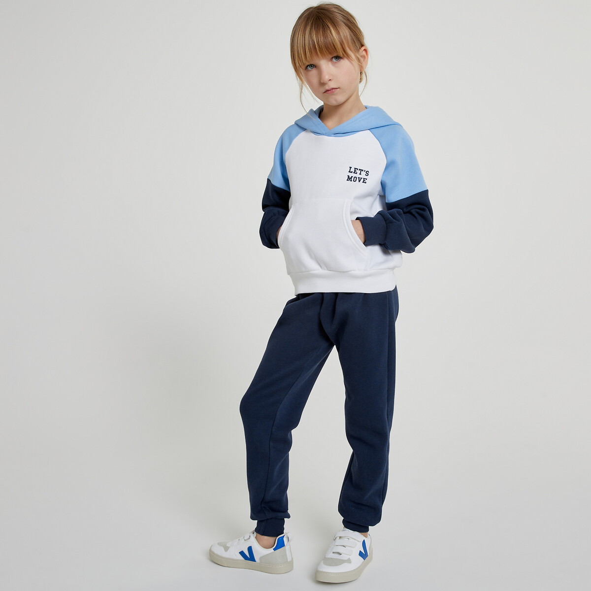 COLEÇÕES LA REDOUTE<br>Conjunto de moletom com capuz e calça de moletom mesclados