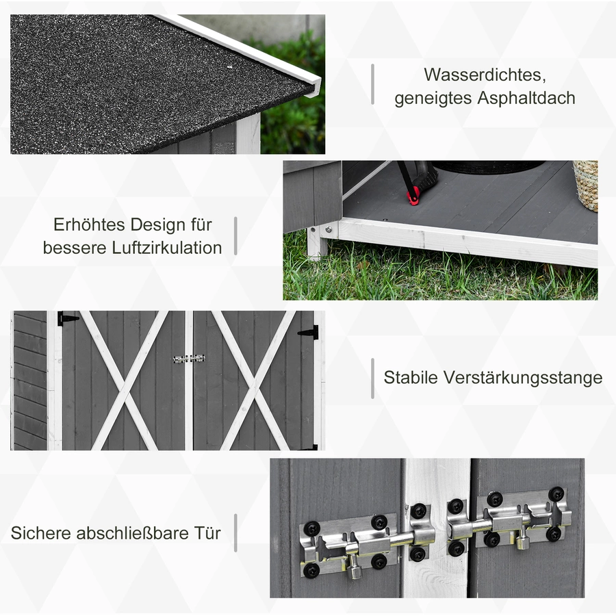 Outsunny Gerätehaus mit 2 Türen grau