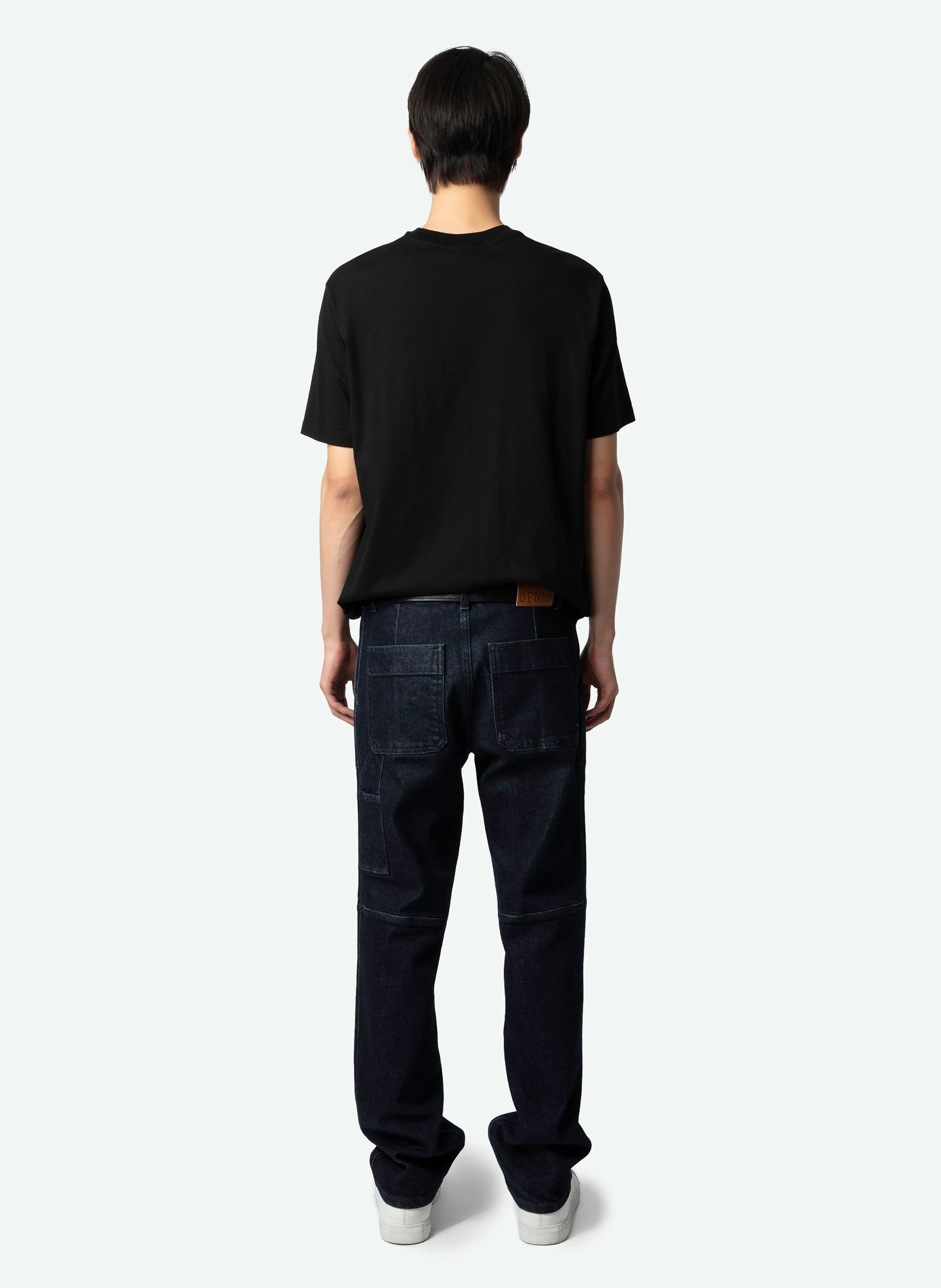 TED - Tee-shirt col rond droit en coton bio imprimé | Noir