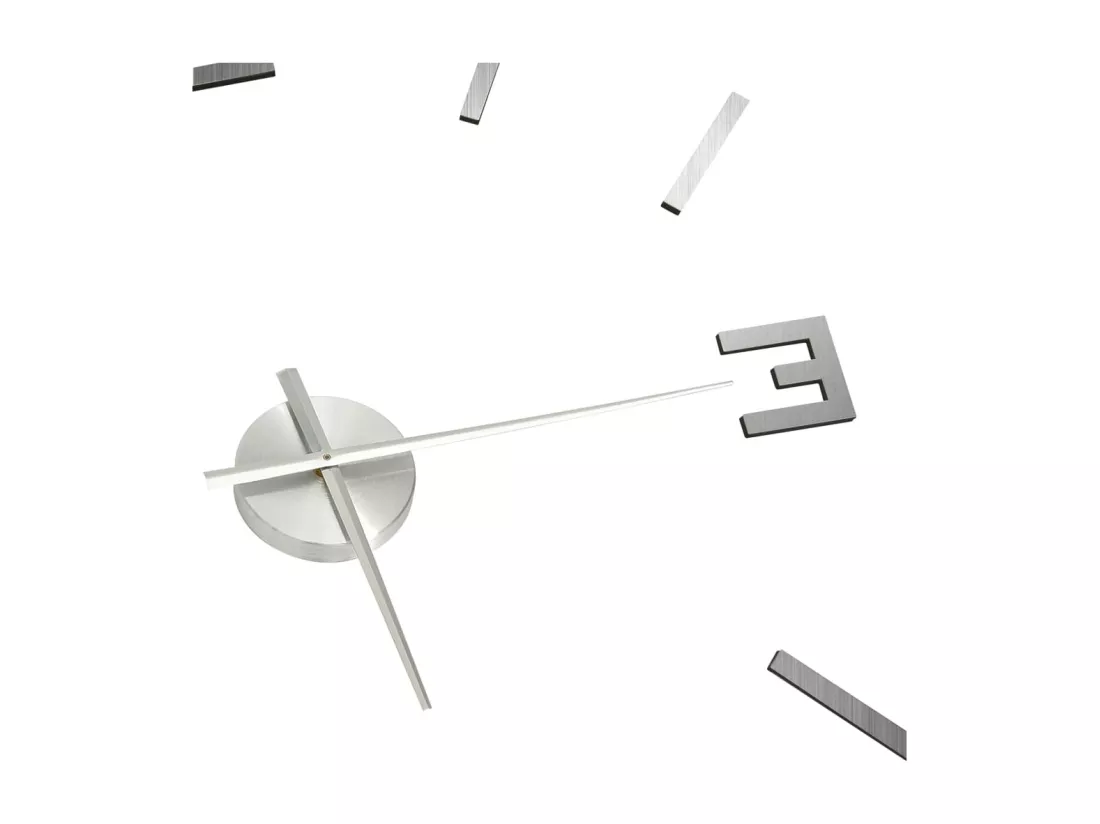 Horloge murale 3D Design moderne Argenté 100 cm XXL