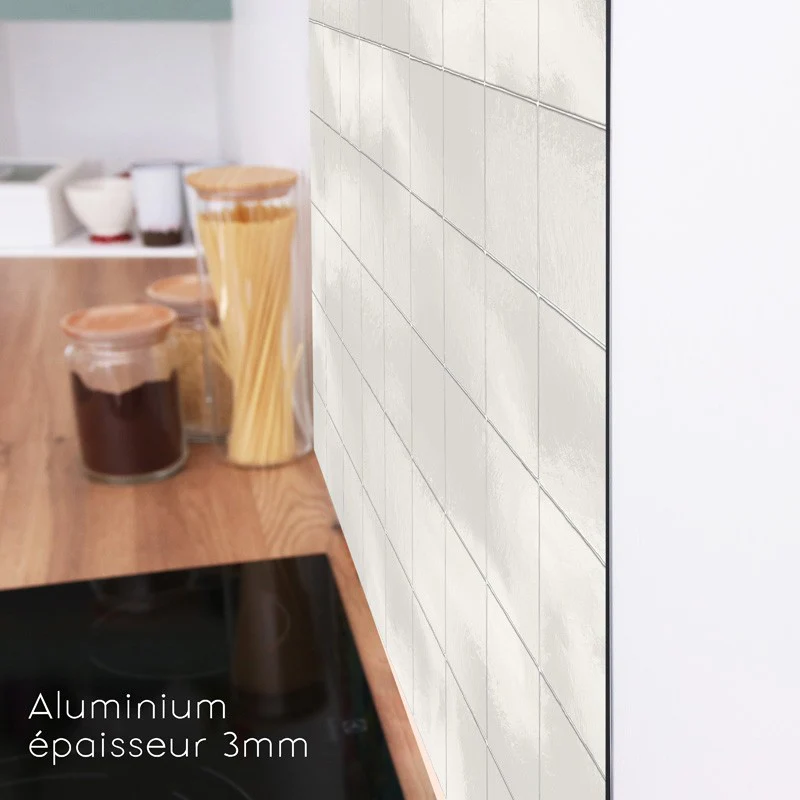 Crédence cuisine Fond de hotte ALU : L 90cm x H 70cm - ZELLIGE BEIGE 9