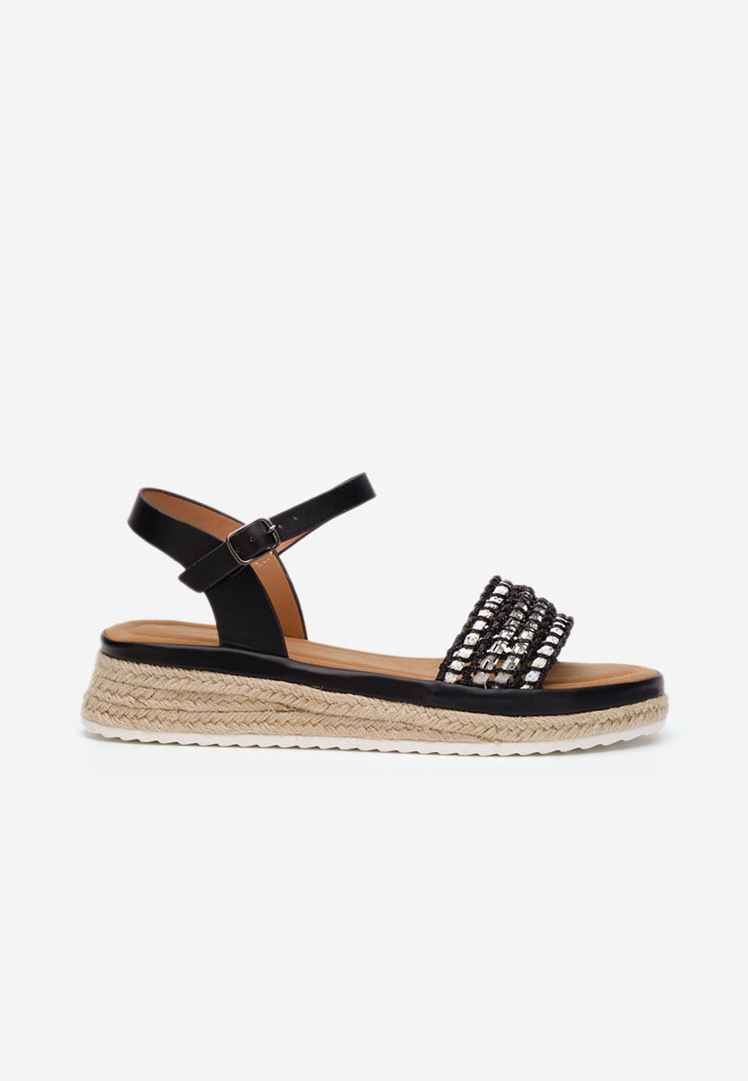 Sandales type espadrilles noires Ergela