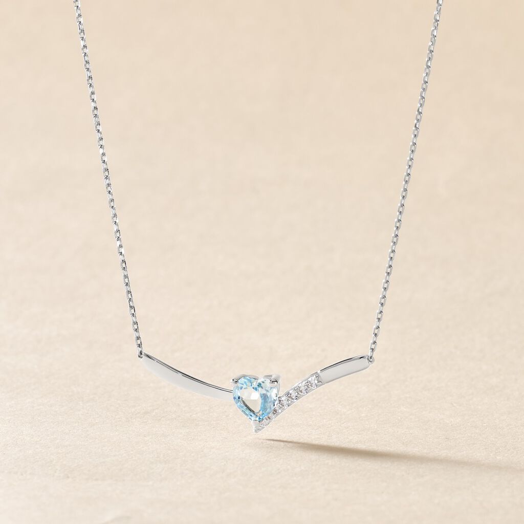 Collier Eva Or Blanc Topaze Et Oxyde De Zirconium