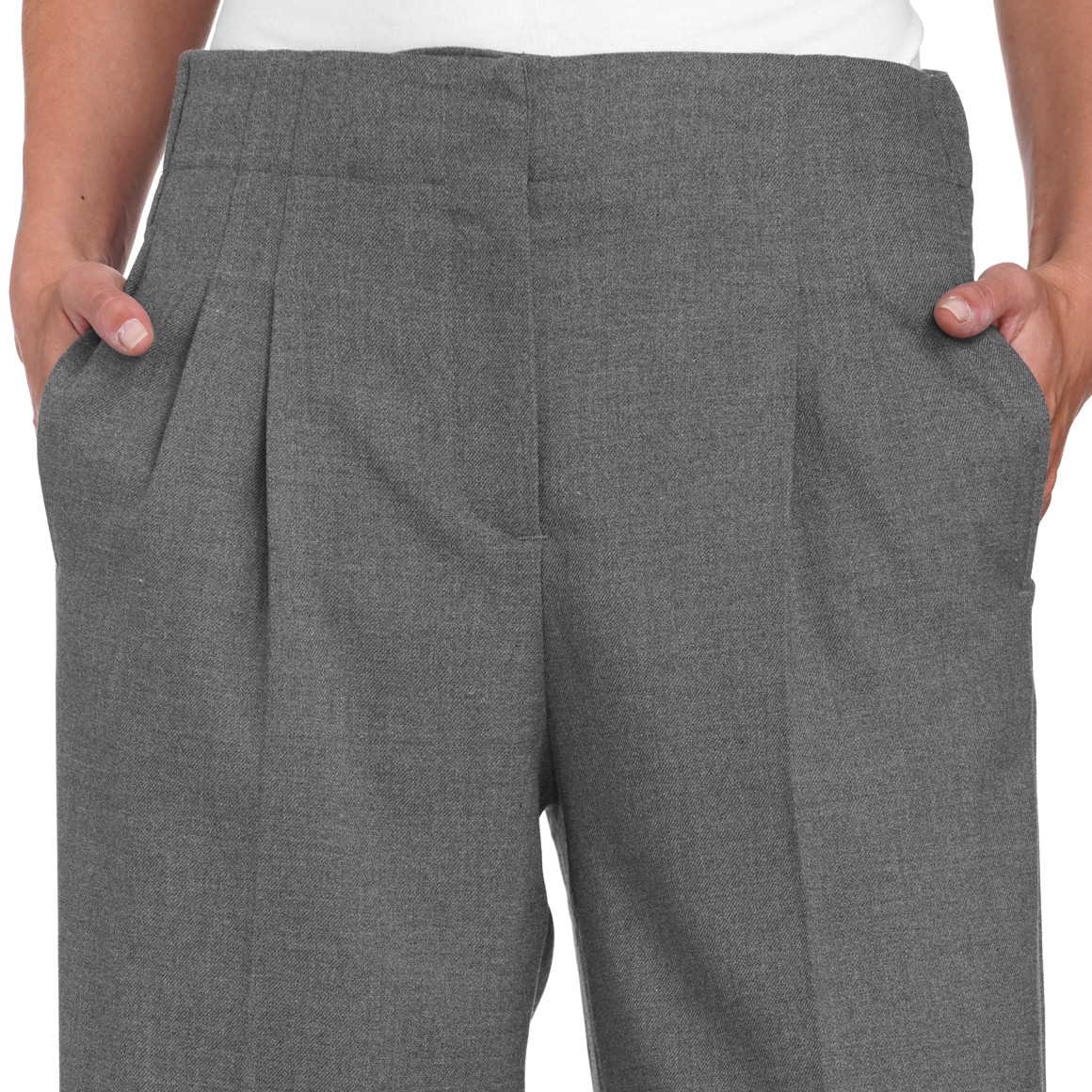 Gina Benotti Damen Bundfaltenhose mit Bügelfalten dunkelgrau