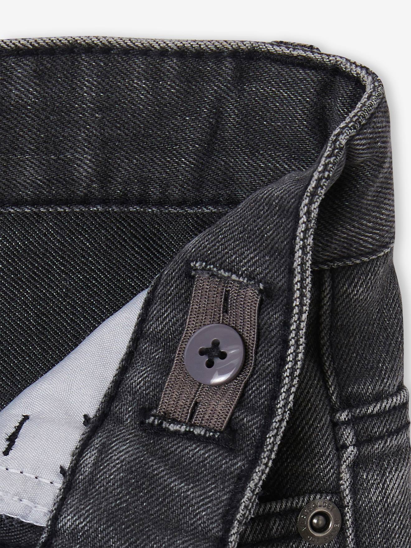 Calça jeans reta indestrutível para meninos, lavagem azul escura