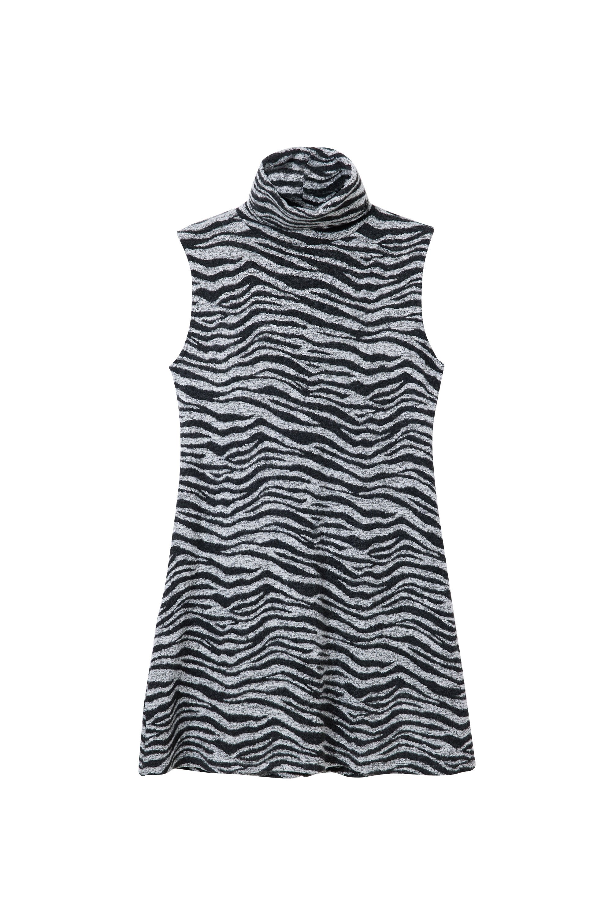 Vestido curto com estampa de zebra