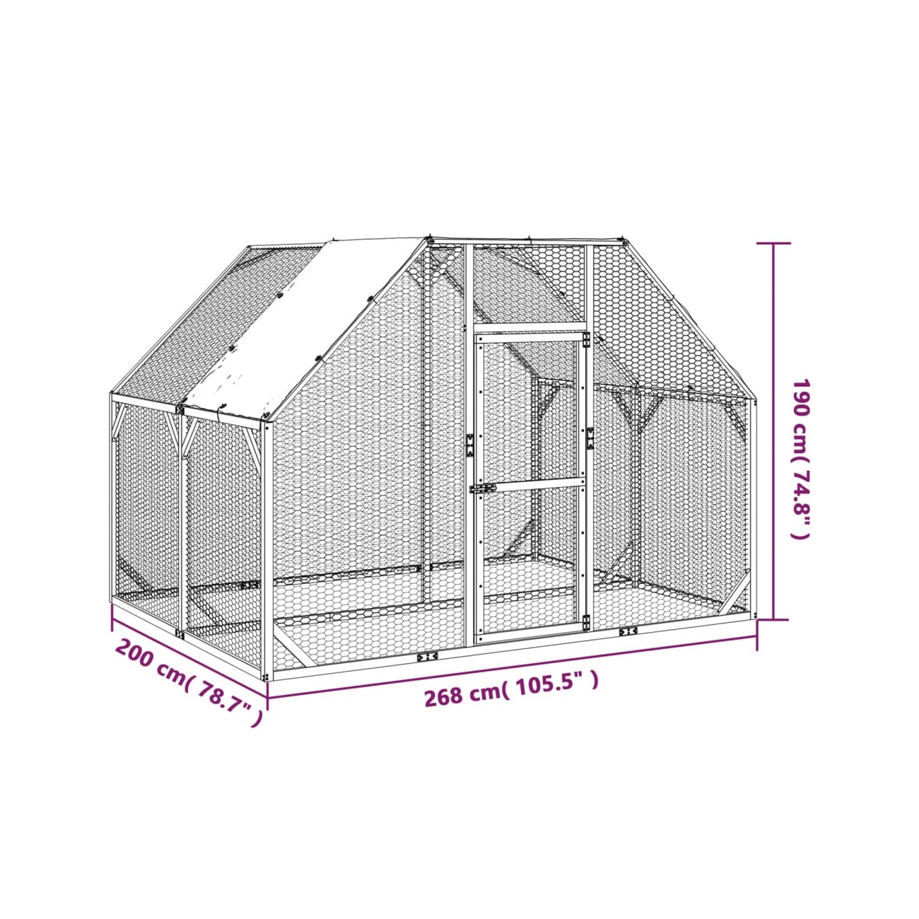 VidaXL Hühnerstall Massivholz Kiefer Imprägniert 2,68 m, 2 m, 1,9 m