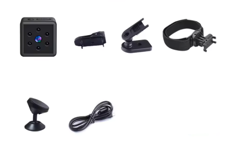 Mini Kamera FullHD 1080p Magentisch mit Bewegungserkennung / IR Nachtsichtfunktion / Akku (180mAh) und Micro SD Kartenslot   Halterung - Schwarz