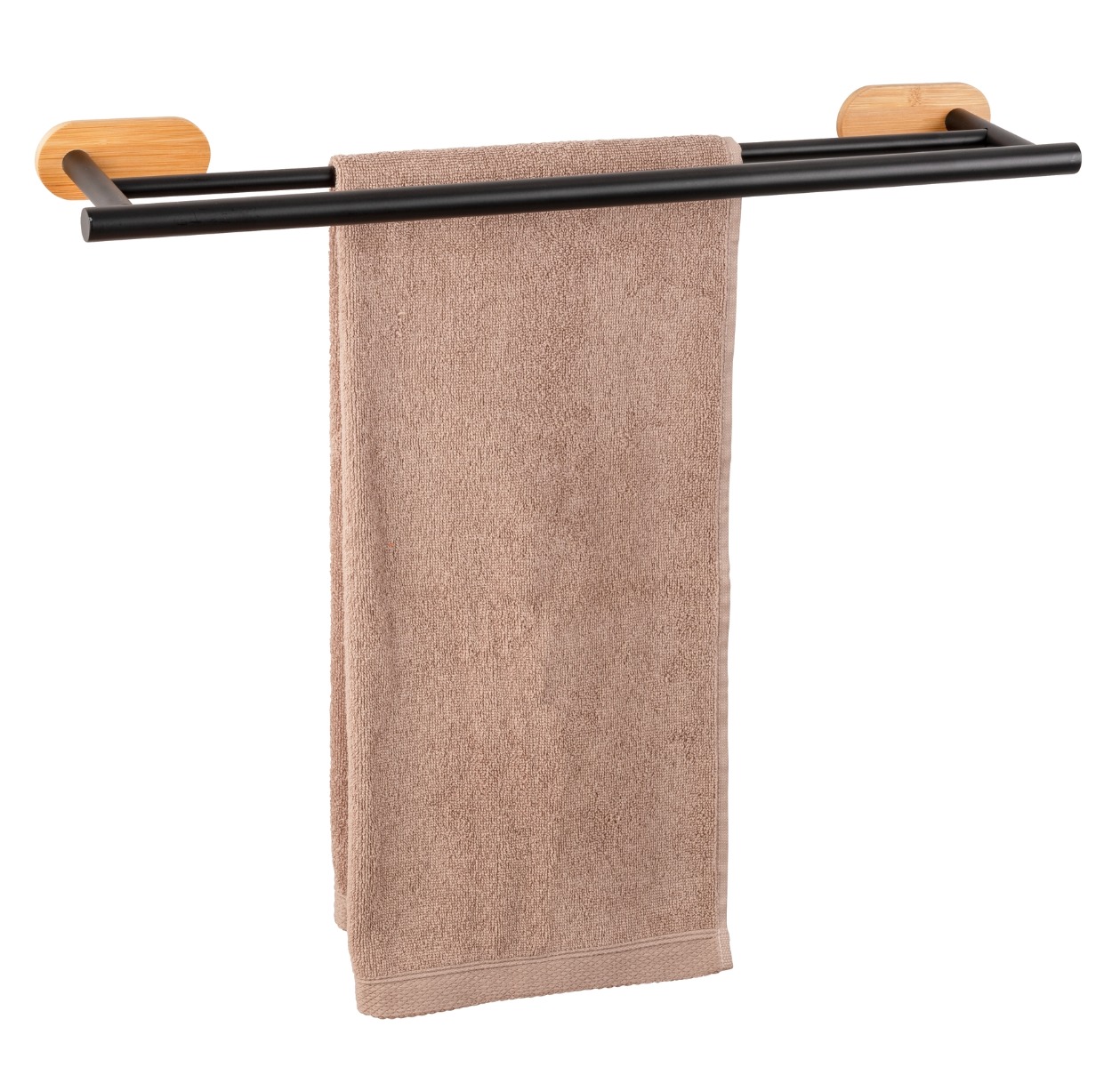 Wenko Orea Turbo-Loc Bamboo handdoekhouder duo zwart mat