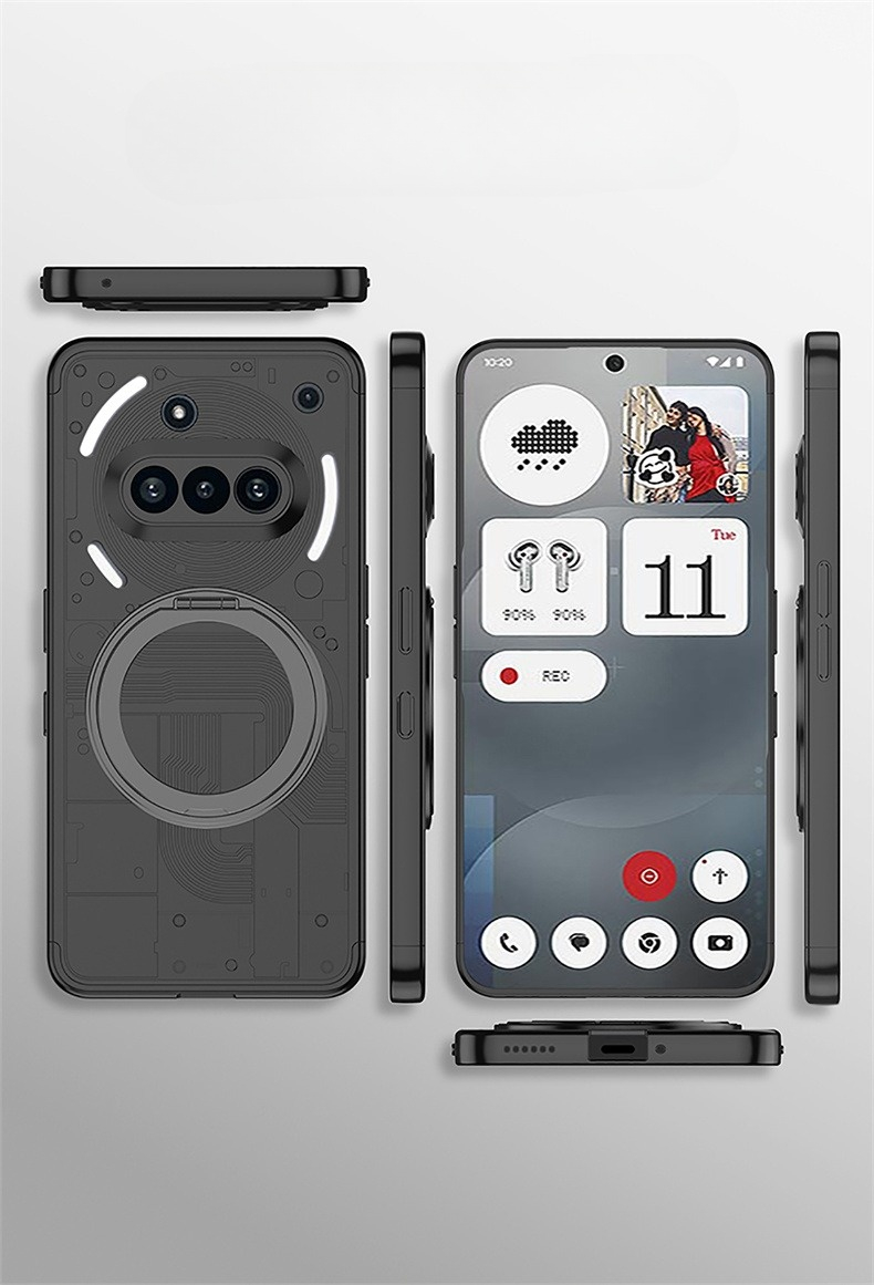 Nothing Phone (3a) MagSafe Hardcase Hülle mit Kameraschutz   Magnetischer Kickstand Haltering - Schwarz