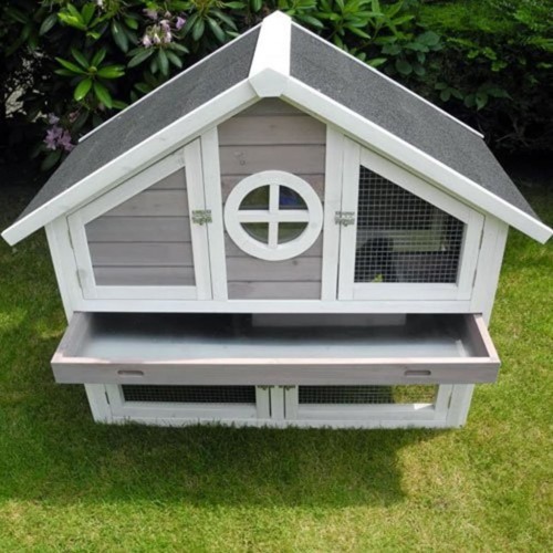 Gaiola externa para coelhos, branca/marrom