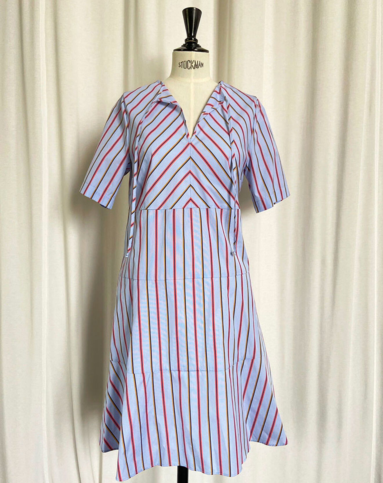 Devernois Robe Rosalia en Coton rayée bleu marine