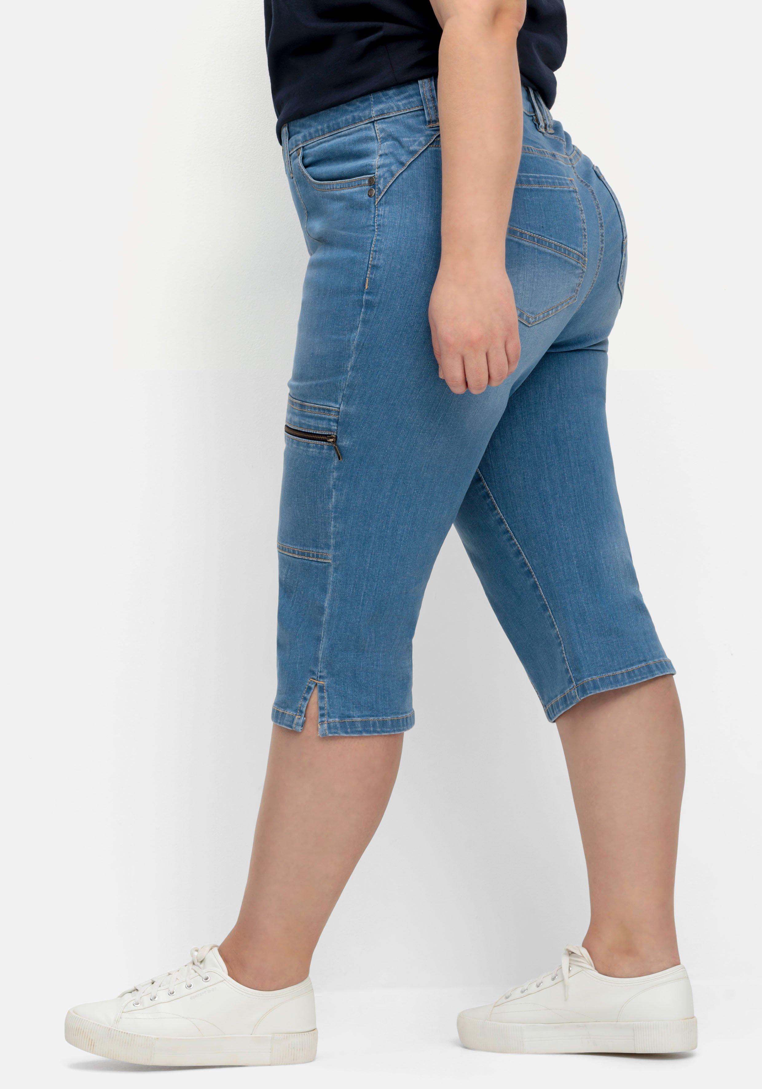 Schmale Caprijeans im Cargo-Stil