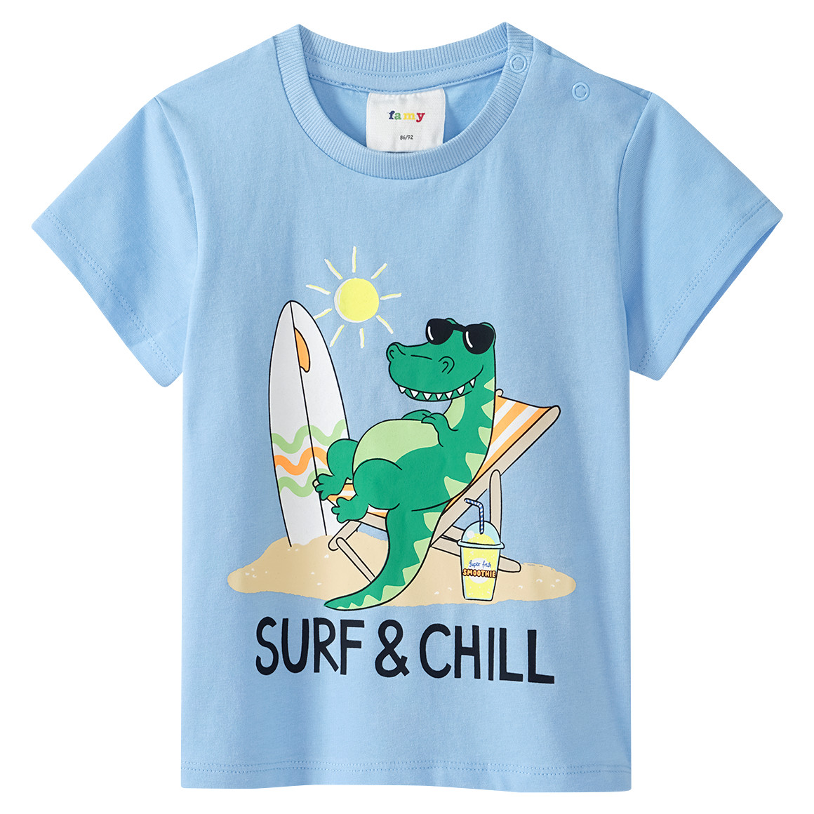 Famy 3 Baby T-Shirts in verschiedenen Dessins hellblau / hellgelb / blau