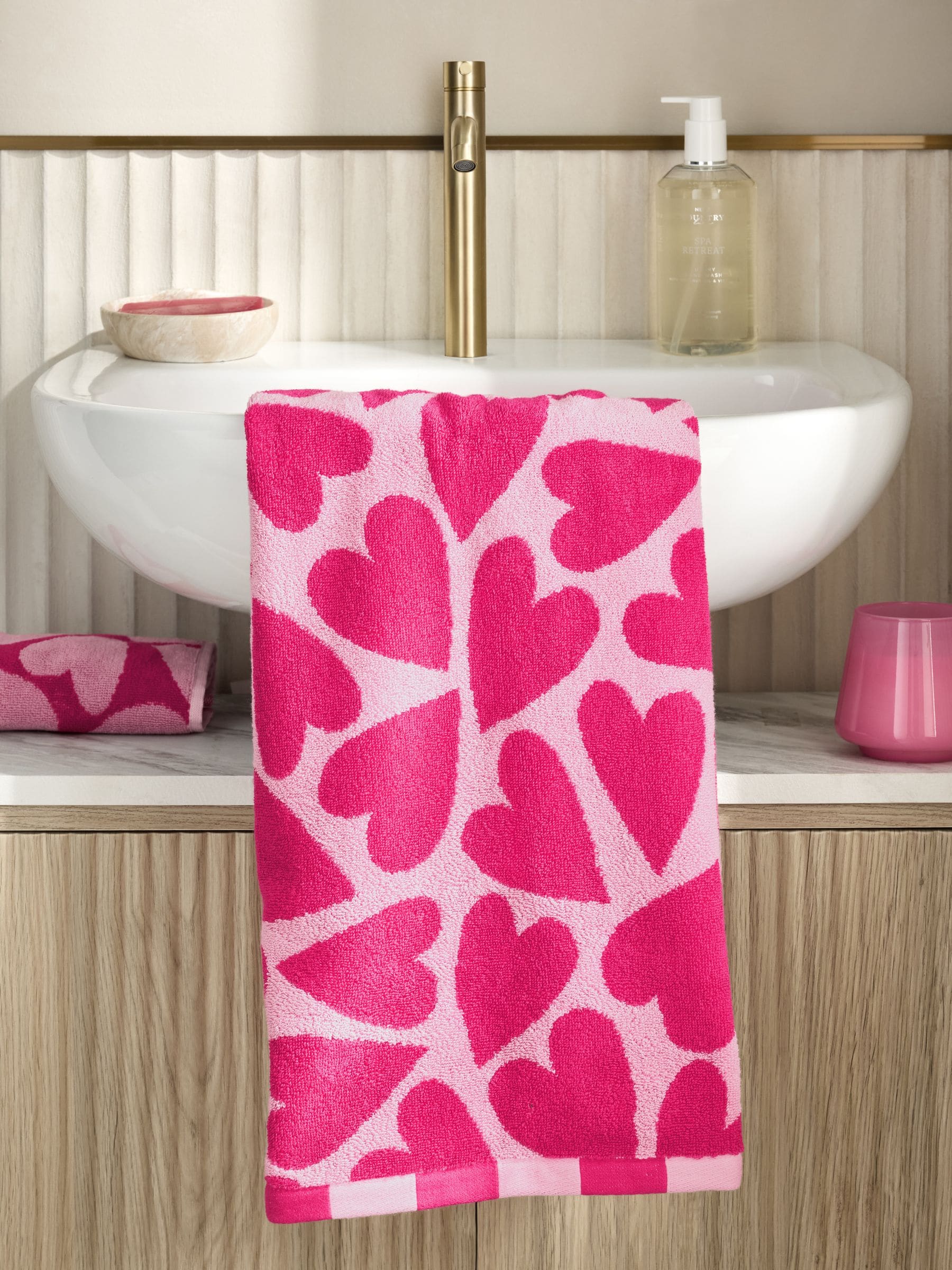 Heart Print 100% Cotton Towel