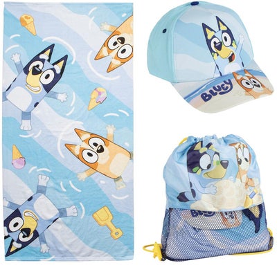 Bluey Håndkle Treningsbag & Kaps Sett, Lyseblå