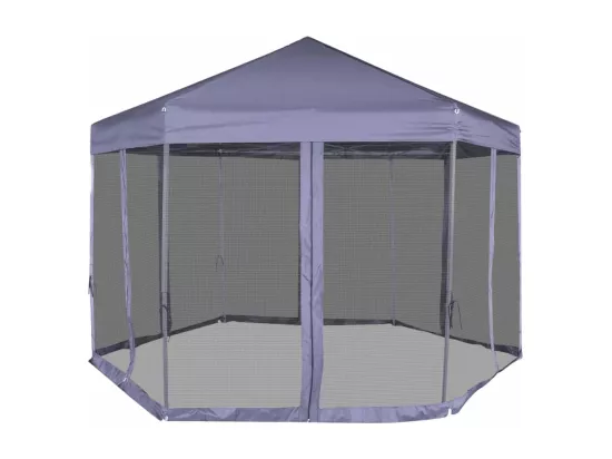 Chapiteau hexagonal avec 6 parois latérales 3,6x3,1m Bleu foncé