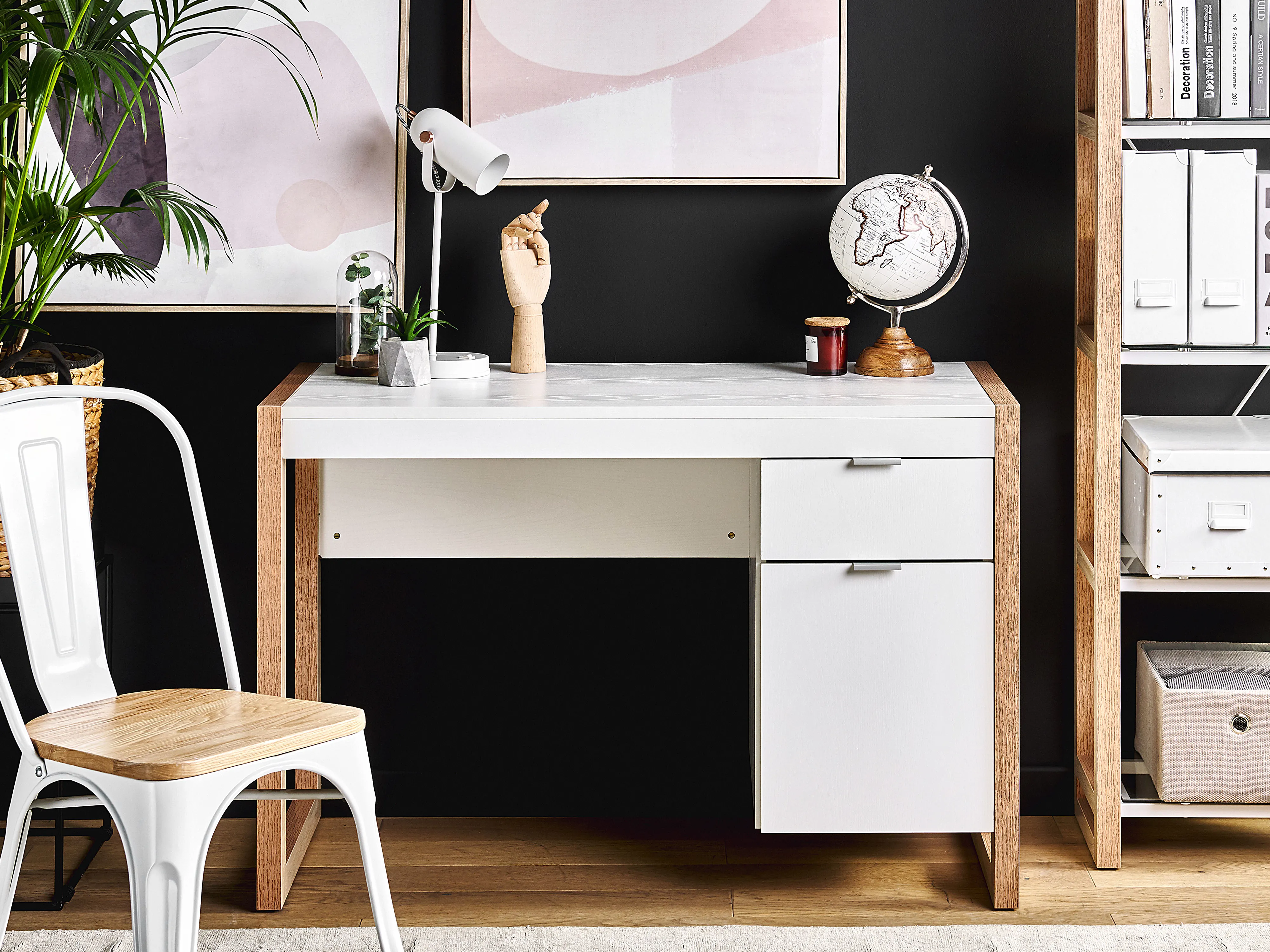 Bureau JOHNSON Bruin/wit 112 cm 50 cm met opbergruimte